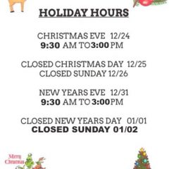 HOLIDAY HOURS 2021